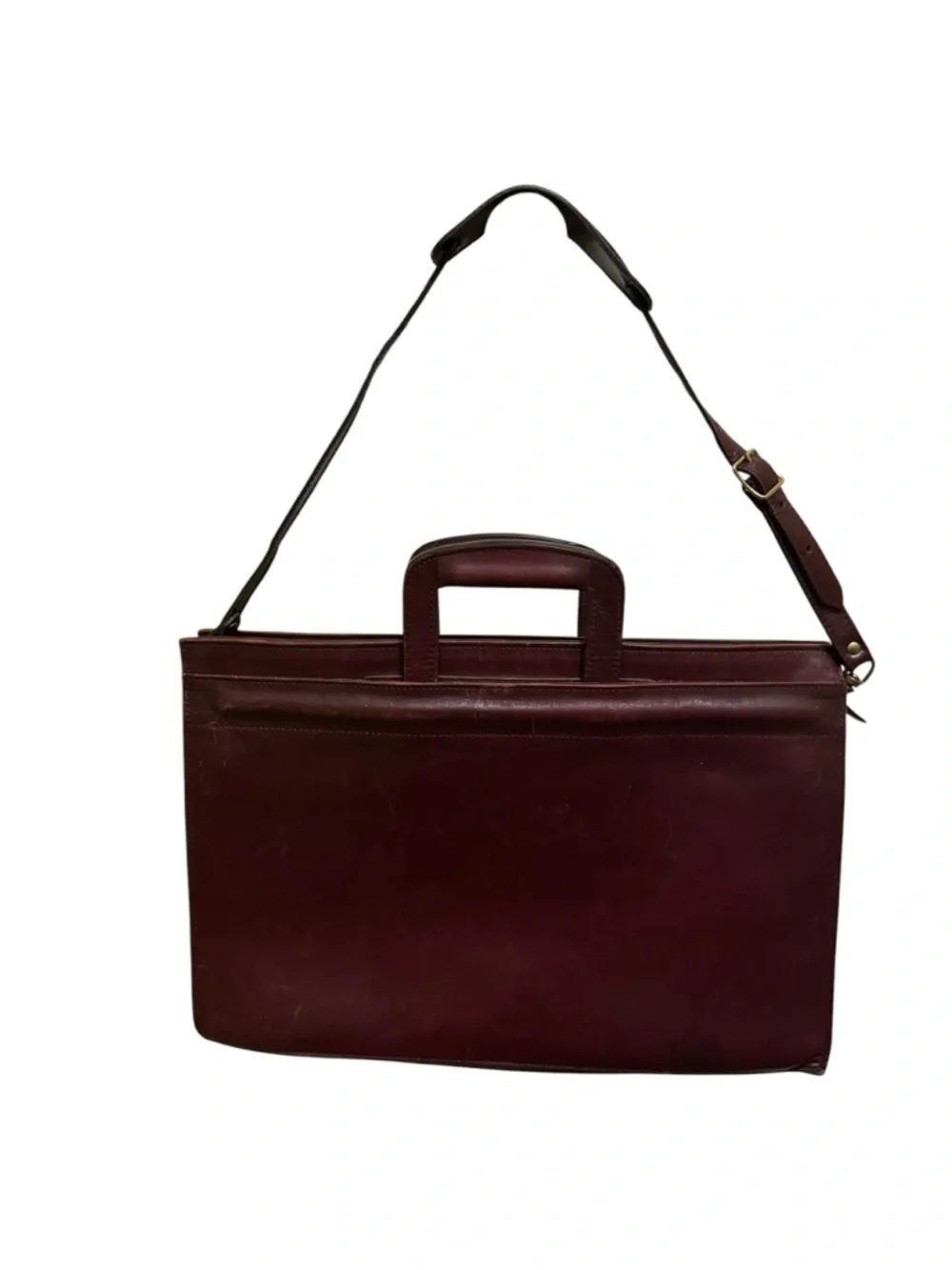 Leather Briefcase Shoulder Bag in Dark Brown
